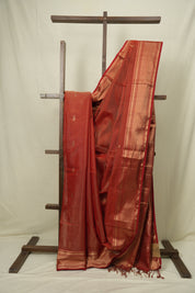 Brick Red Maheshwari Tissue Saree - SRBRMTS759
