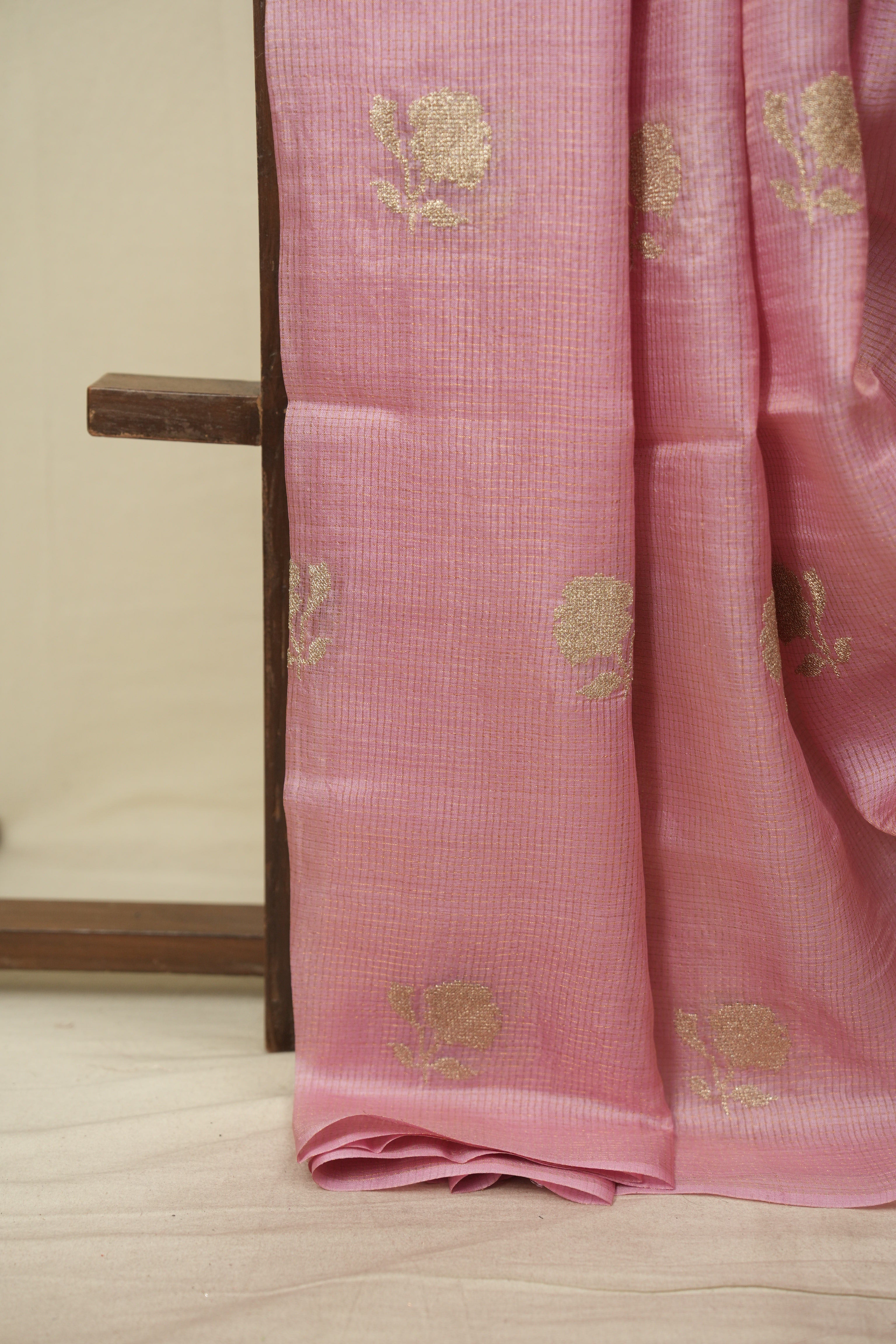 Pink Embroidered Tussar Silk Saree -SRPETSS1577
