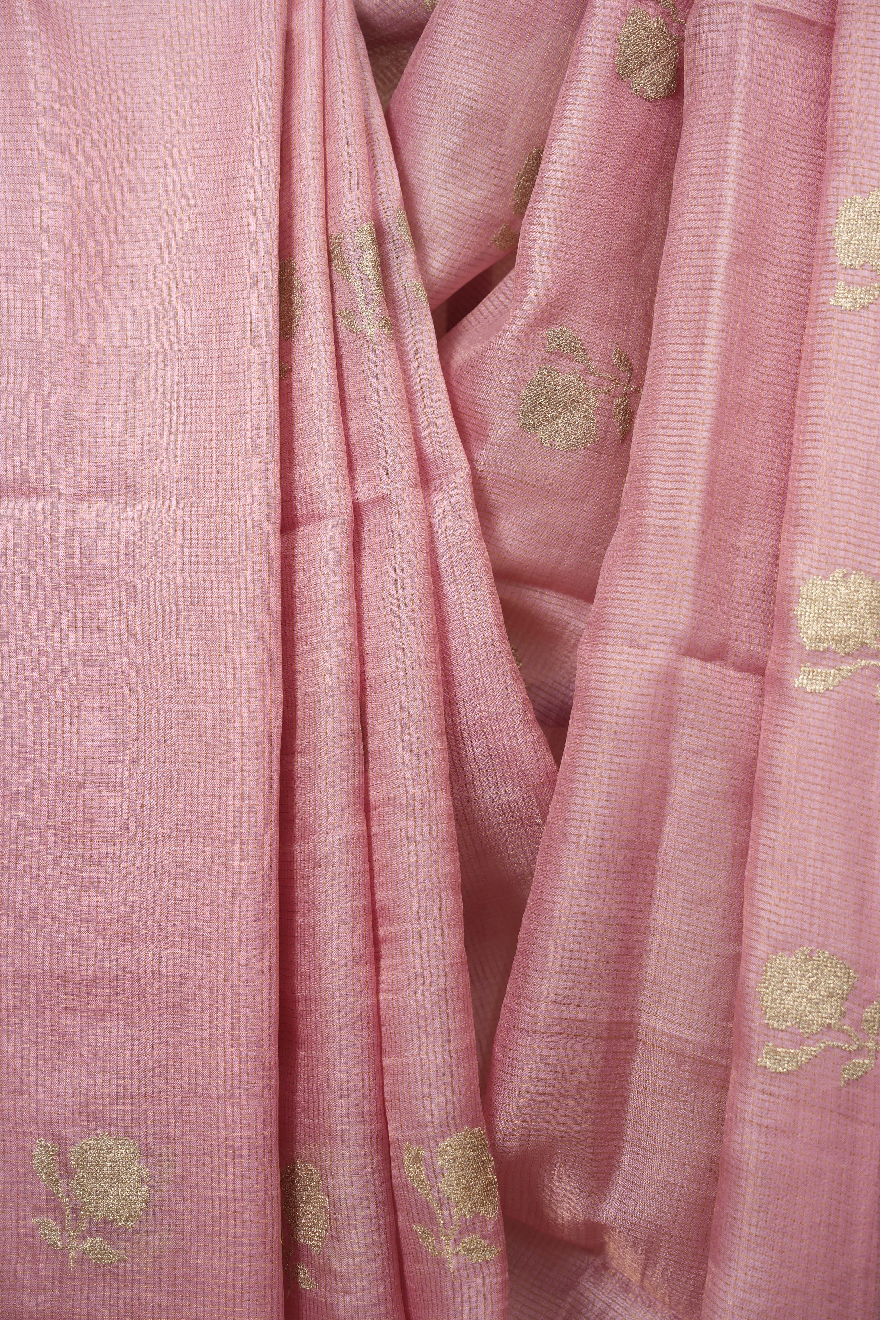 Pink Embroidered Tussar Silk Saree -SRPETSS1577