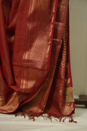 Brick Red Maheshwari Tissue Saree - SRBRMTS759