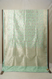 Light Aqua Banarasi Silk Saree - Saavari - SSLABSS54