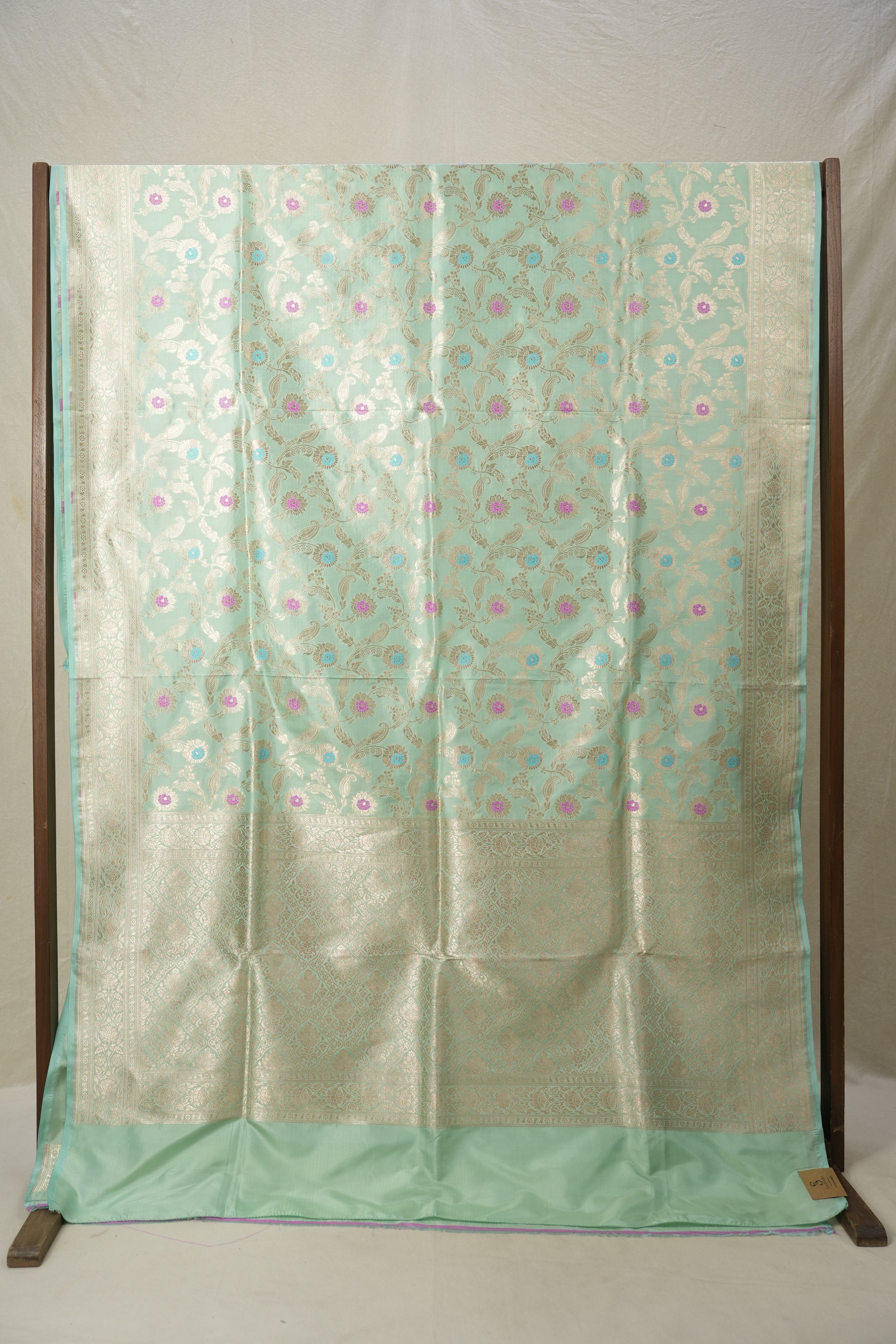 Light Aqua Banarasi Silk Saree - Saavari - SSLABSS54