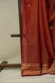 Brick Red Maheshwari Tissue Saree - SRBRMTS759