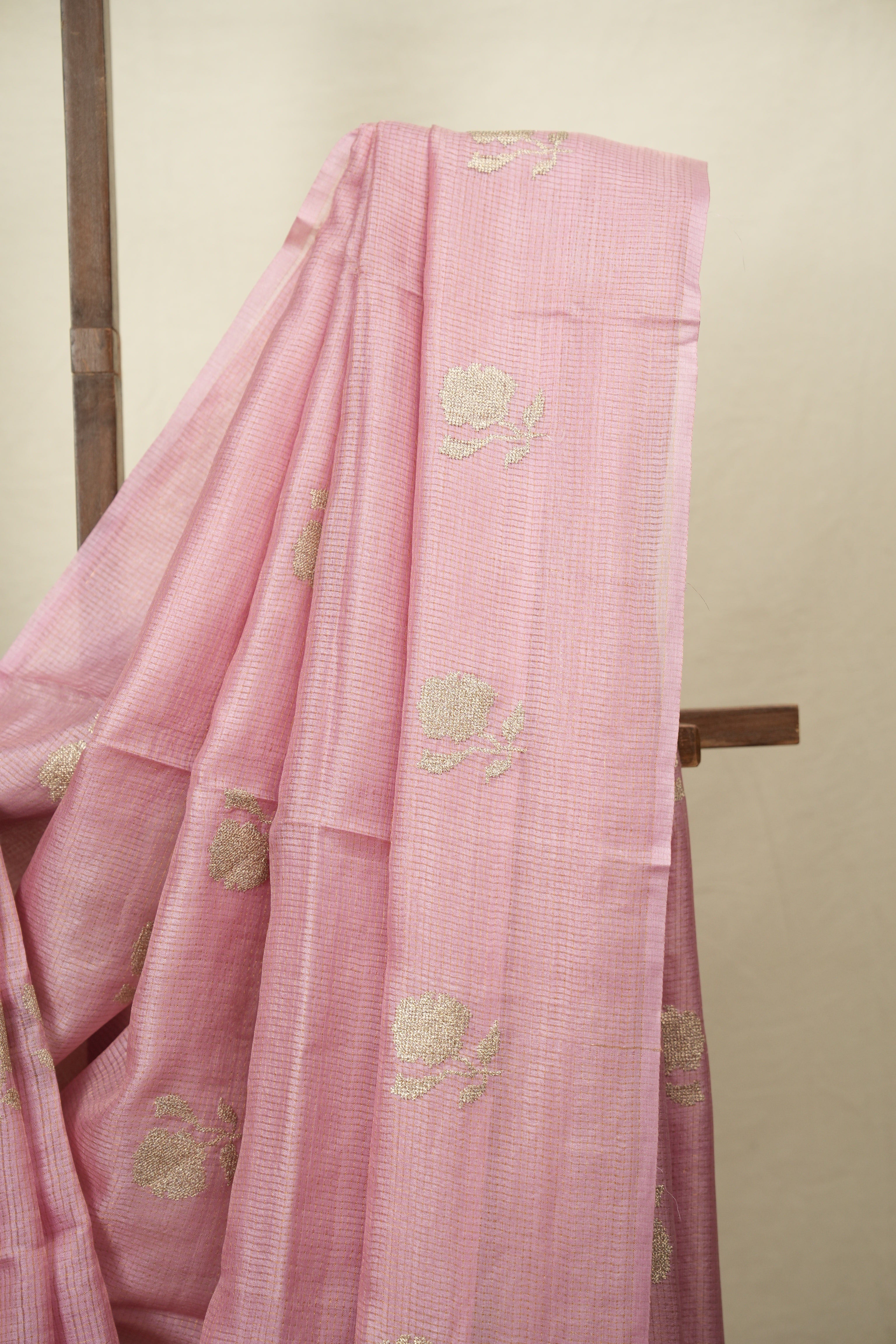 Pink Embroidered Tussar Silk Saree -SRPETSS1577
