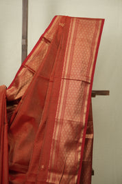 Brick Red Maheshwari Tissue Saree - SRBRMTS759