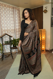 Black HBP Modal Silk Saree - SRBMSS599