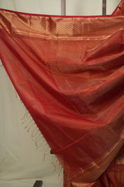 Brick Red Maheshwari Tissue Saree - SRBRMTS759