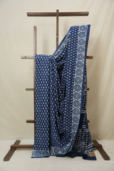 Indigo Blue HBP Cotton Saree - SRIBCS3377