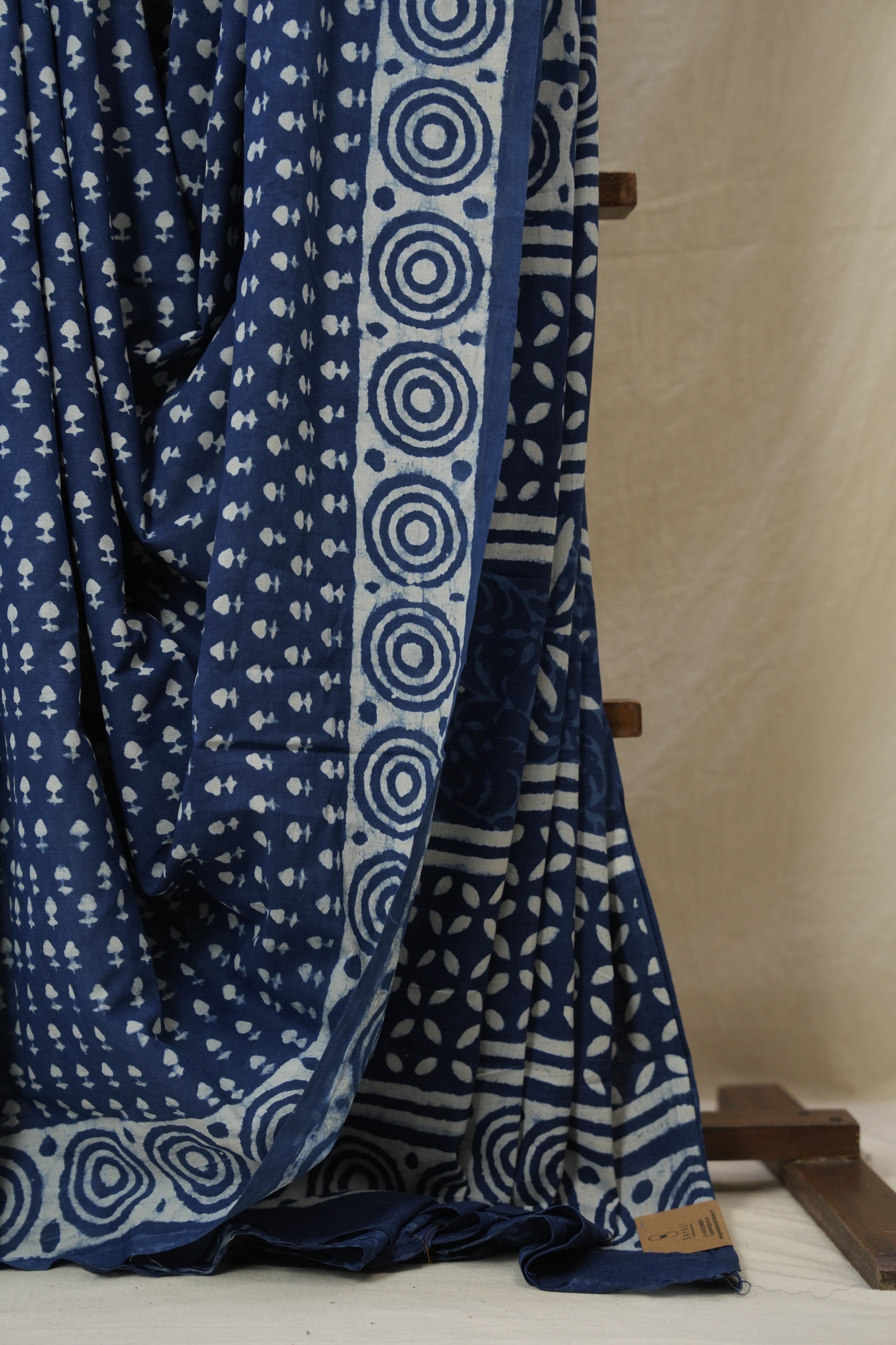 Indigo Blue HBP Cotton Saree - SRIBCS3377