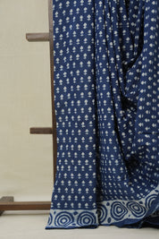 Indigo Blue HBP Cotton Saree - SRIBCS3377