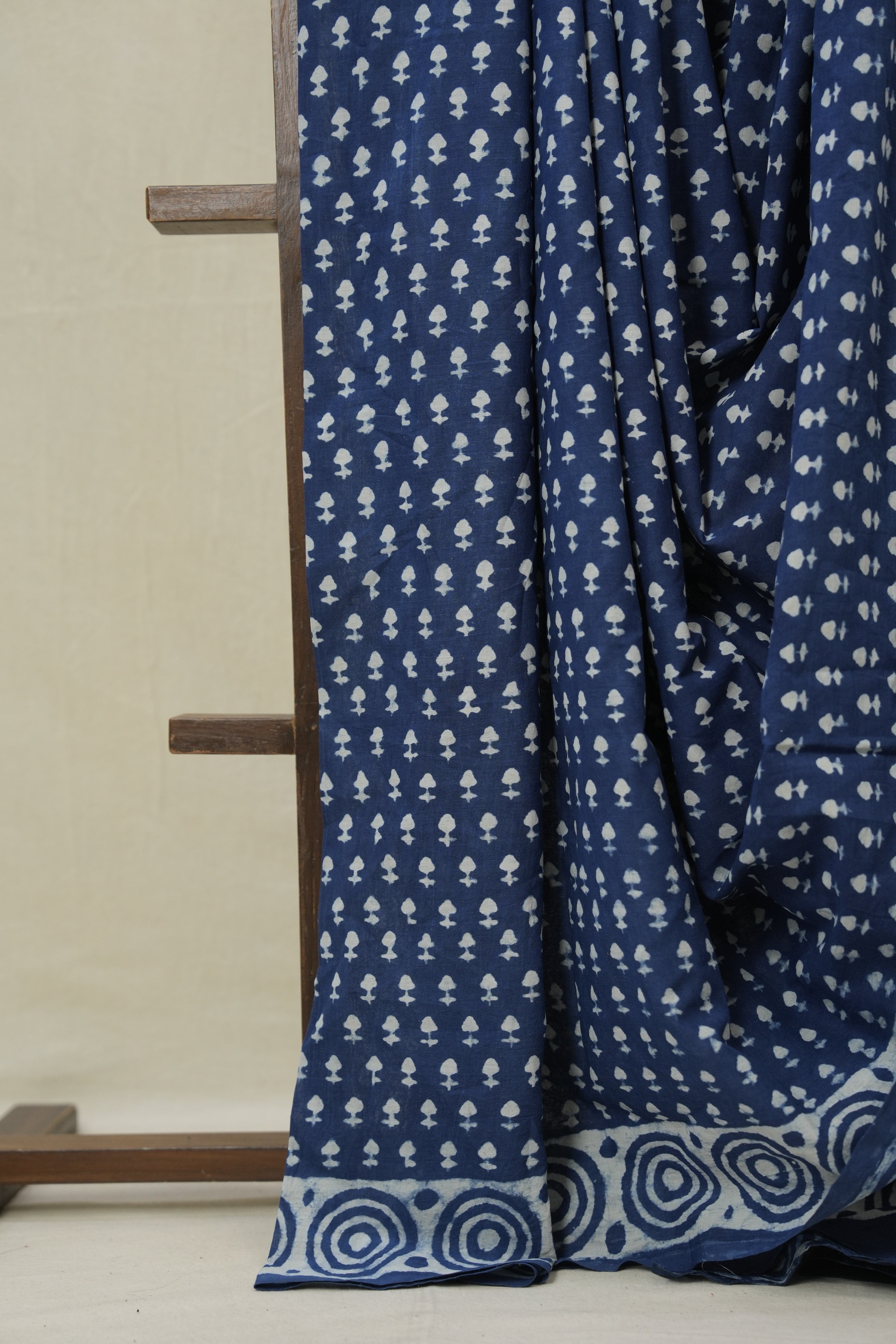 Indigo Blue HBP Cotton Saree - SRIBCS3377
