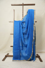 Peacock Blue Matka Silk Saree - SRPBMSS86