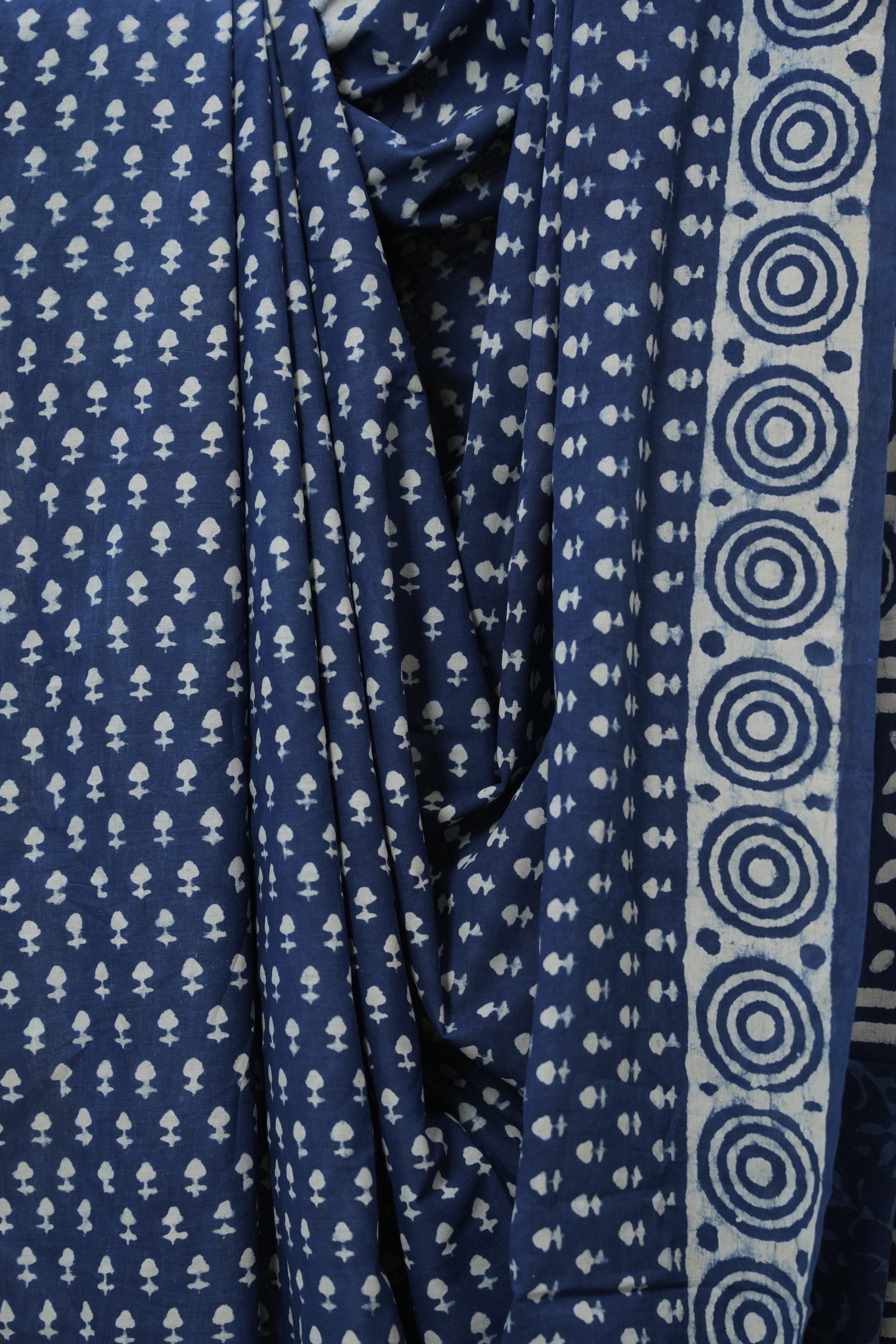 Indigo Blue HBP Cotton Saree - SRIBCS3377
