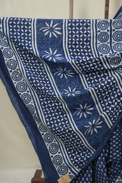 Indigo Blue HBP Cotton Saree - SRIBCS3377
