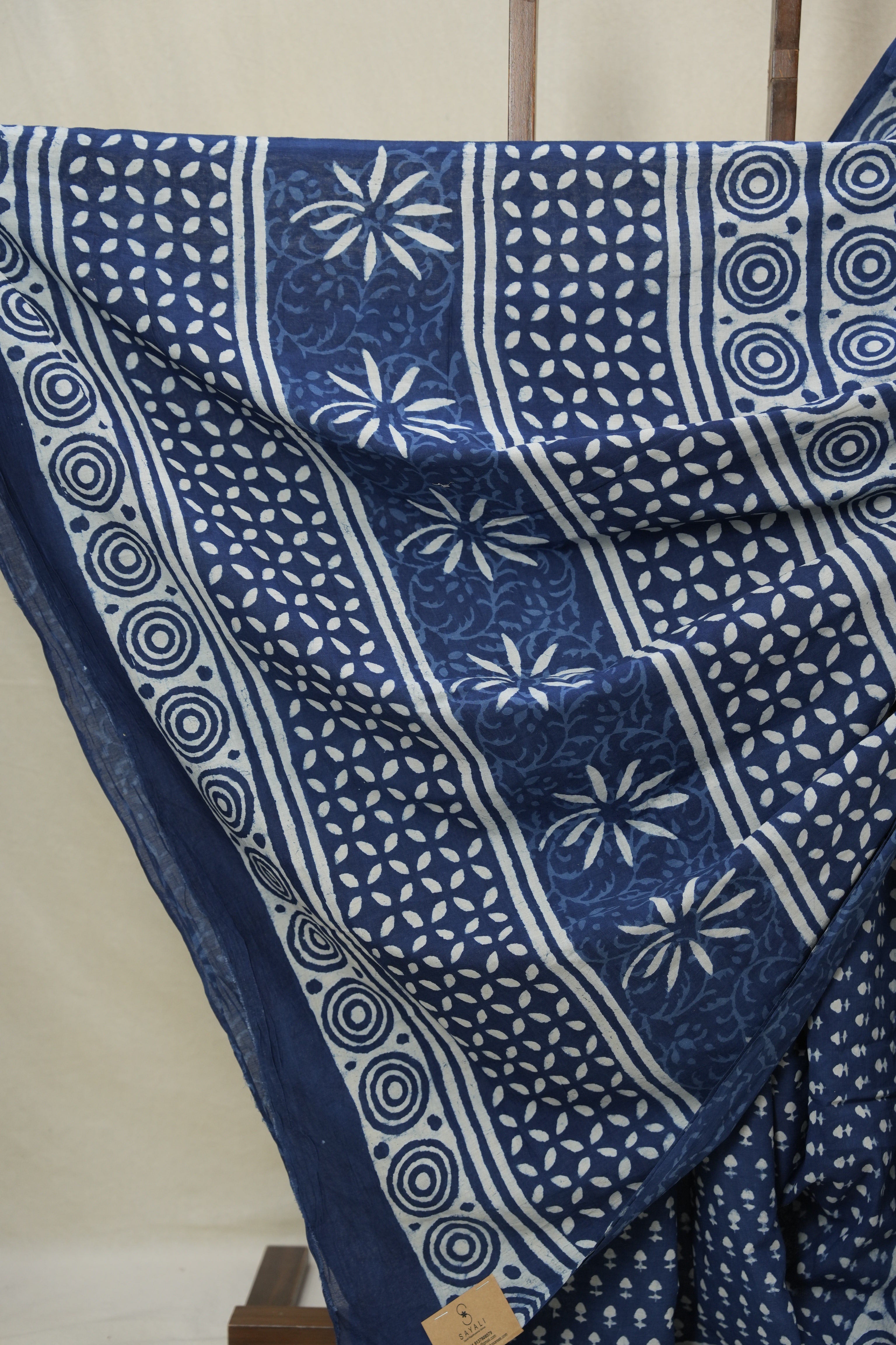 Indigo Blue HBP Cotton Saree - SRIBCS3377
