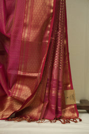 Rani Pink Maheshwari Tissue Saree - SRRPMTS758
