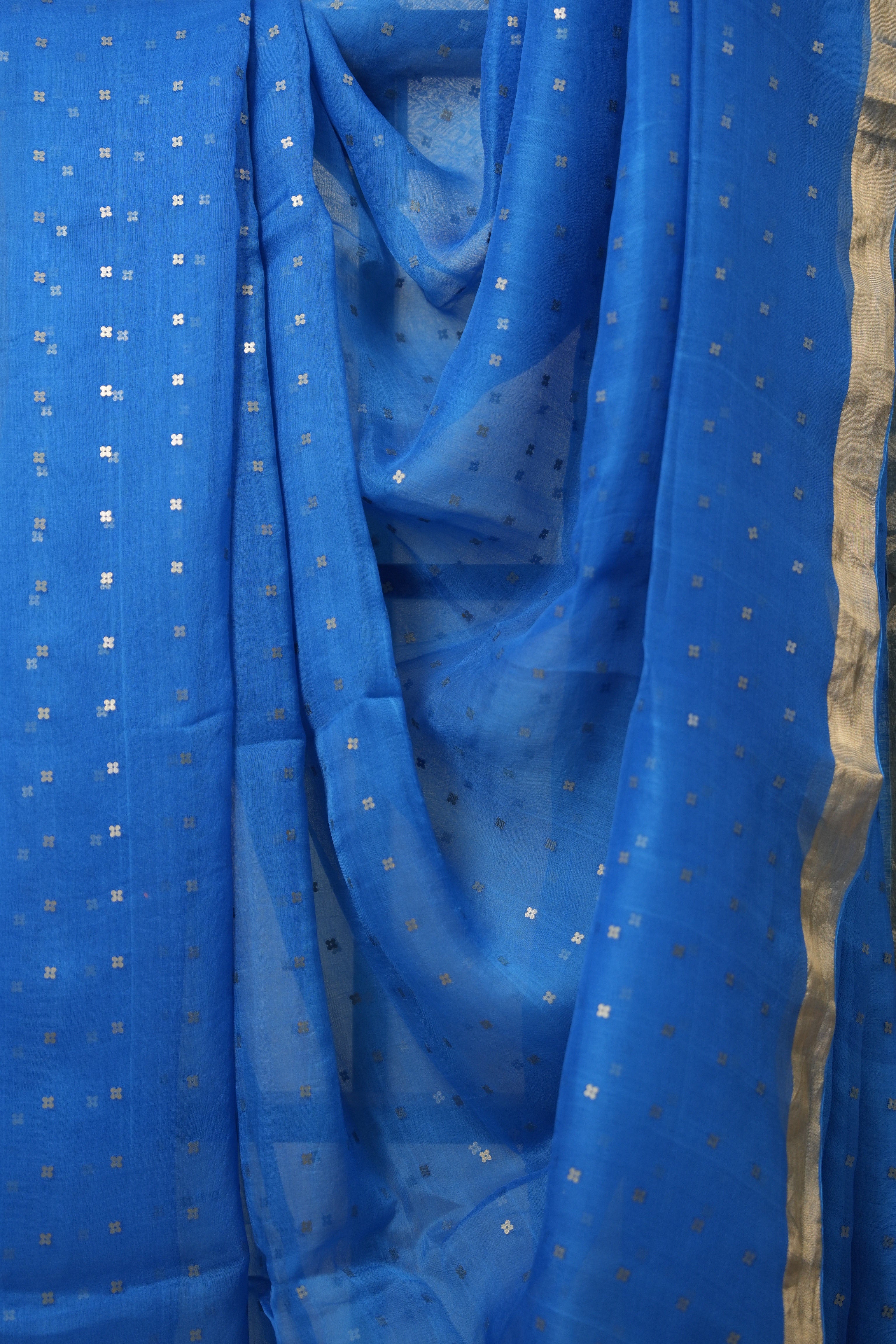 Peacock Blue Matka Silk Saree - SRPBMSS86