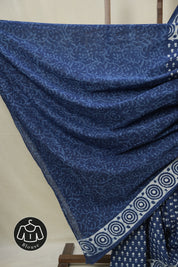 Indigo Blue HBP Cotton Saree - SRIBCS3377