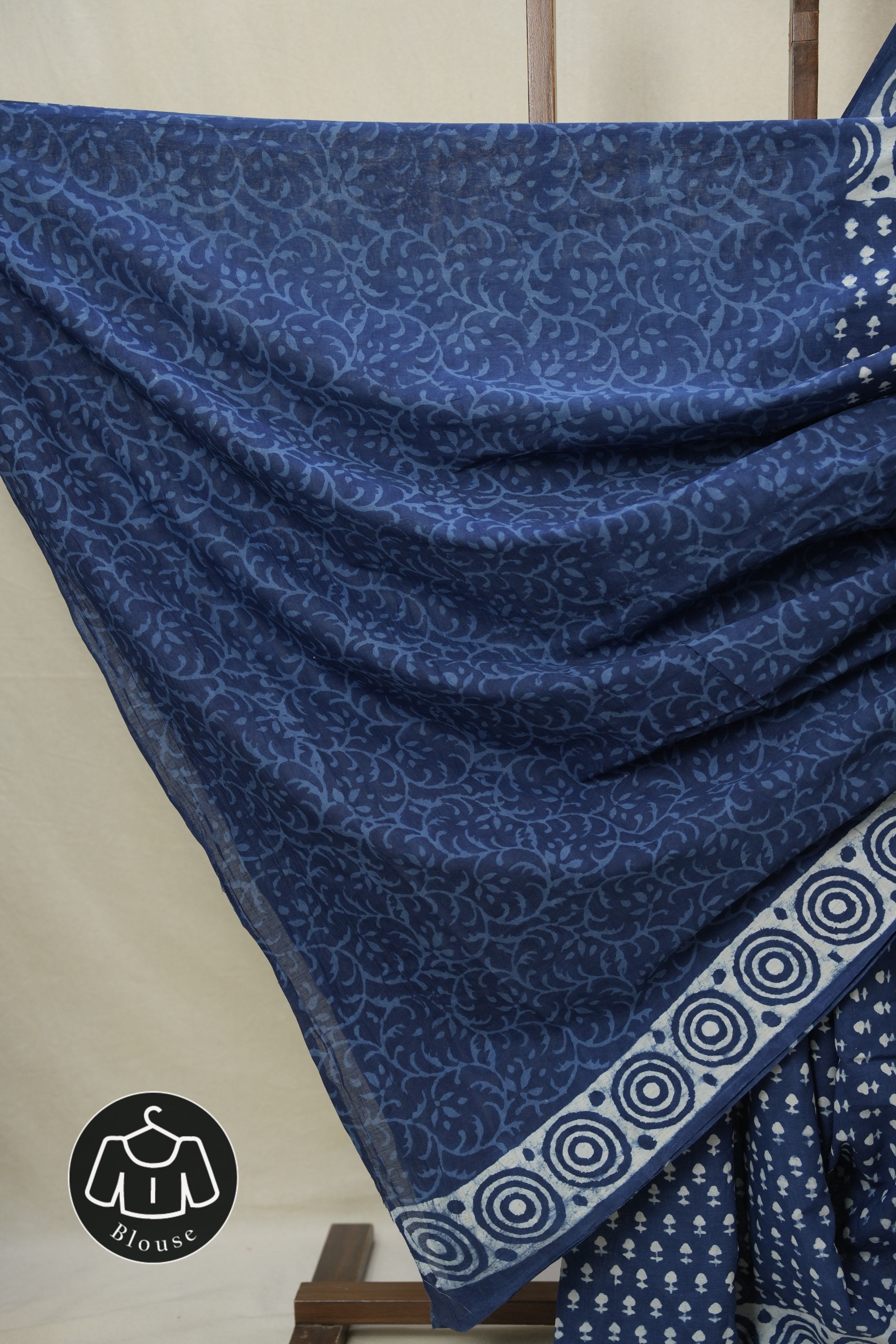 Indigo Blue HBP Cotton Saree - SRIBCS3377
