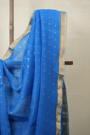 Peacock Blue Matka Silk Saree - SRPBMSS86