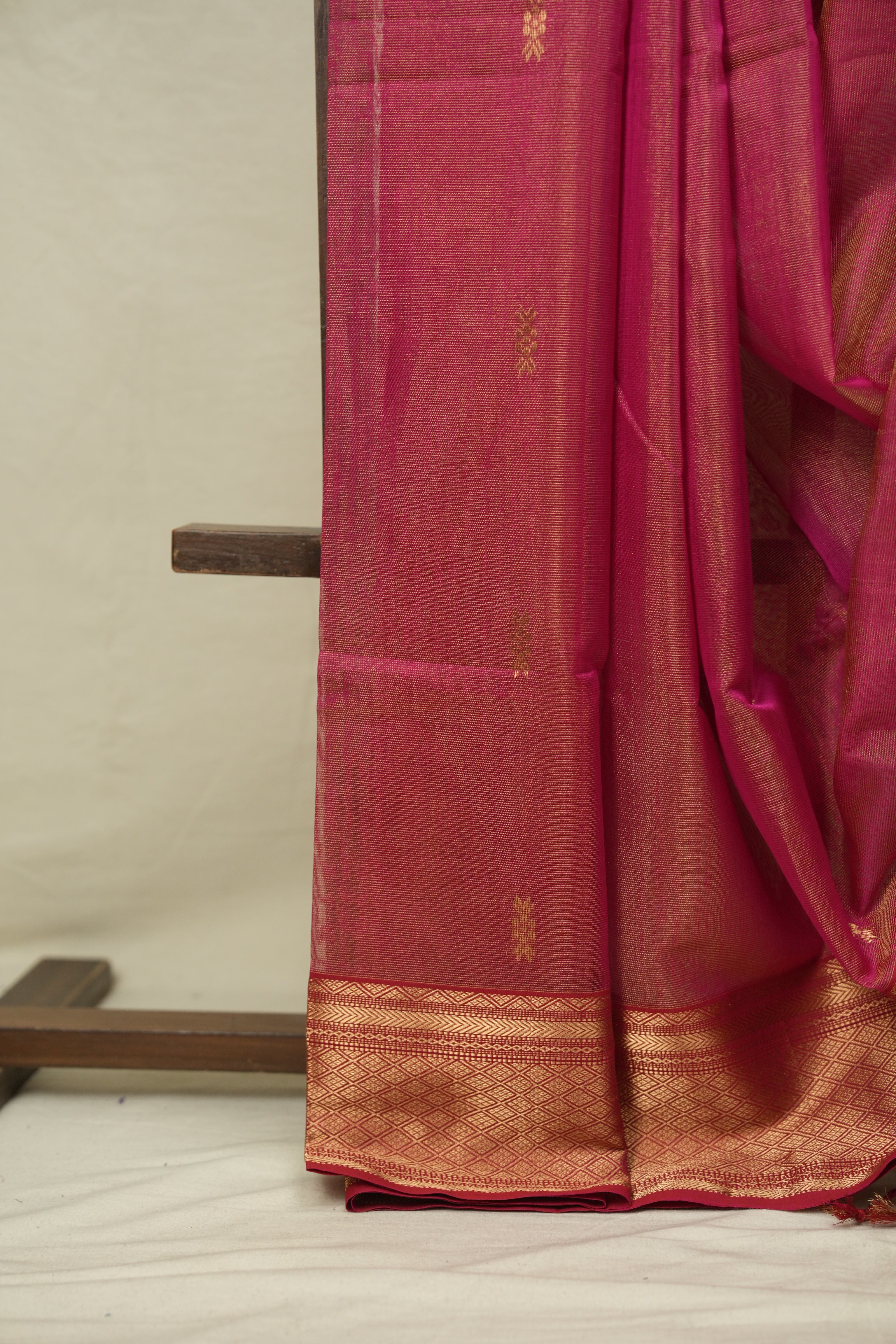 Rani Pink Maheshwari Tissue Saree - SRRPMTS758