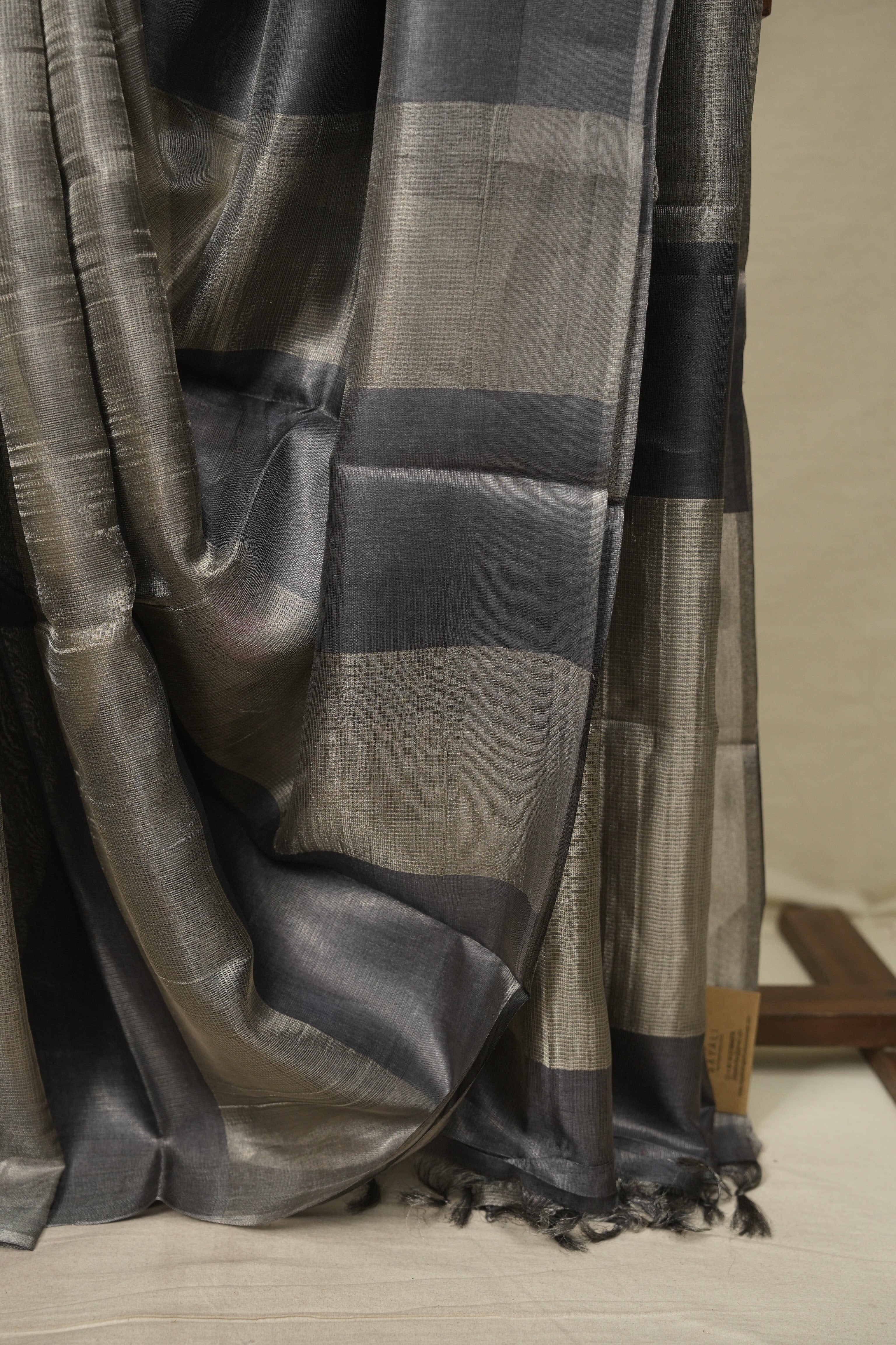 Grey Tissue Tussar Silk Saree - SRGTTSS613
