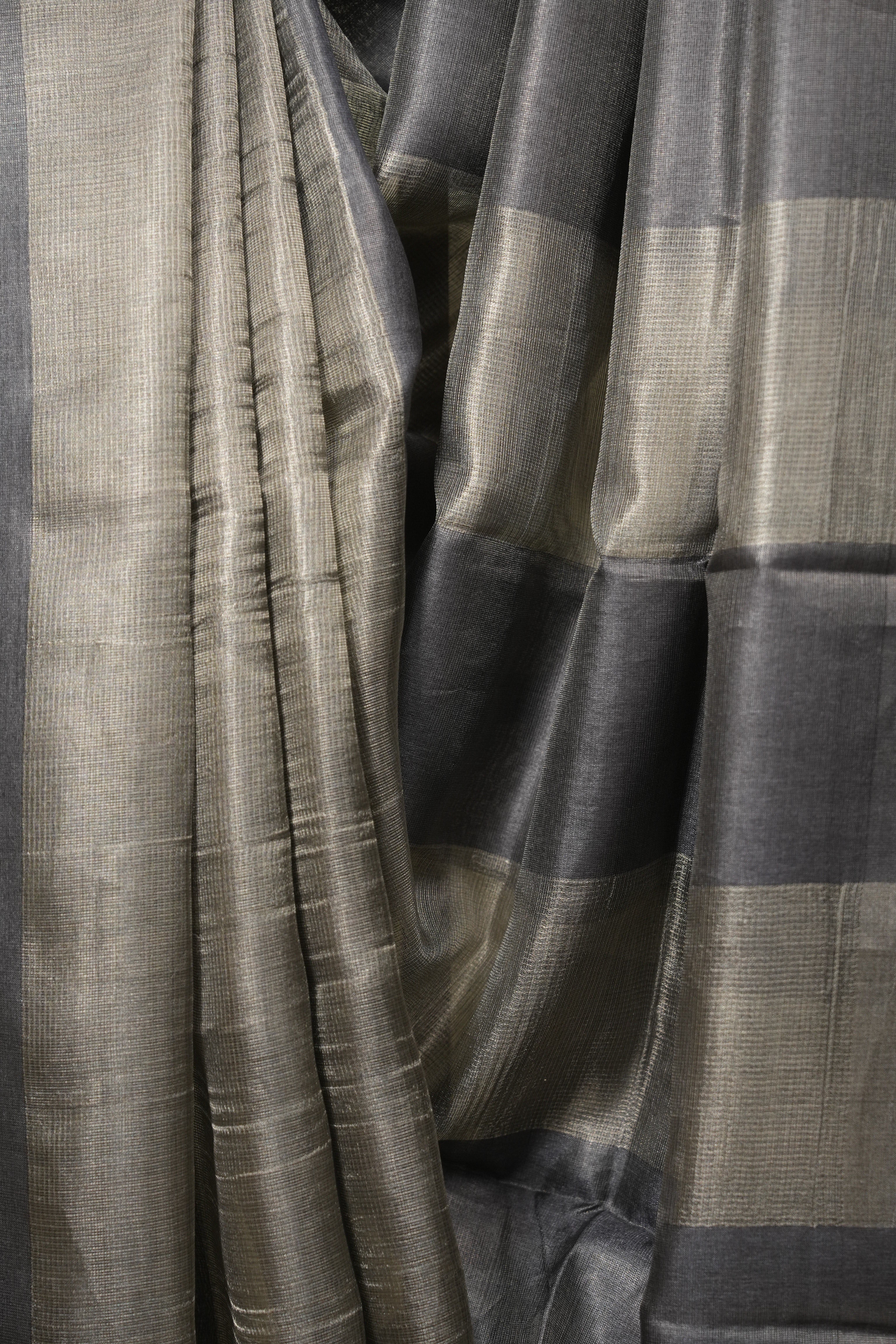 Grey Tissue Tussar Silk Saree - SRGTTSS613