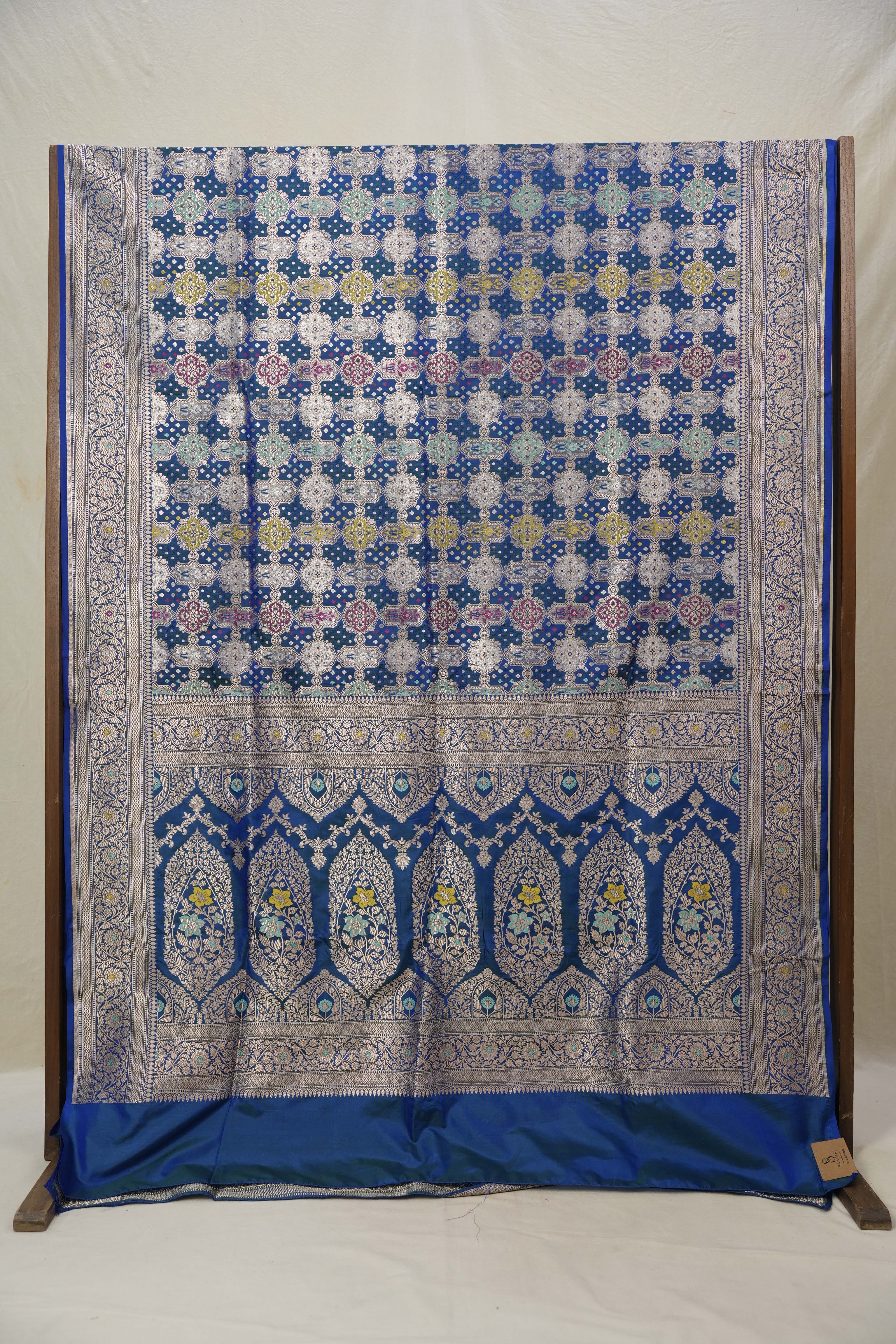 Peacock Blue Banarasi Silk Saree - Saavari - SSPBBSS71