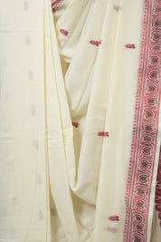 Cream Bengal Khadi Cotton Saree - SRCBKCS165
