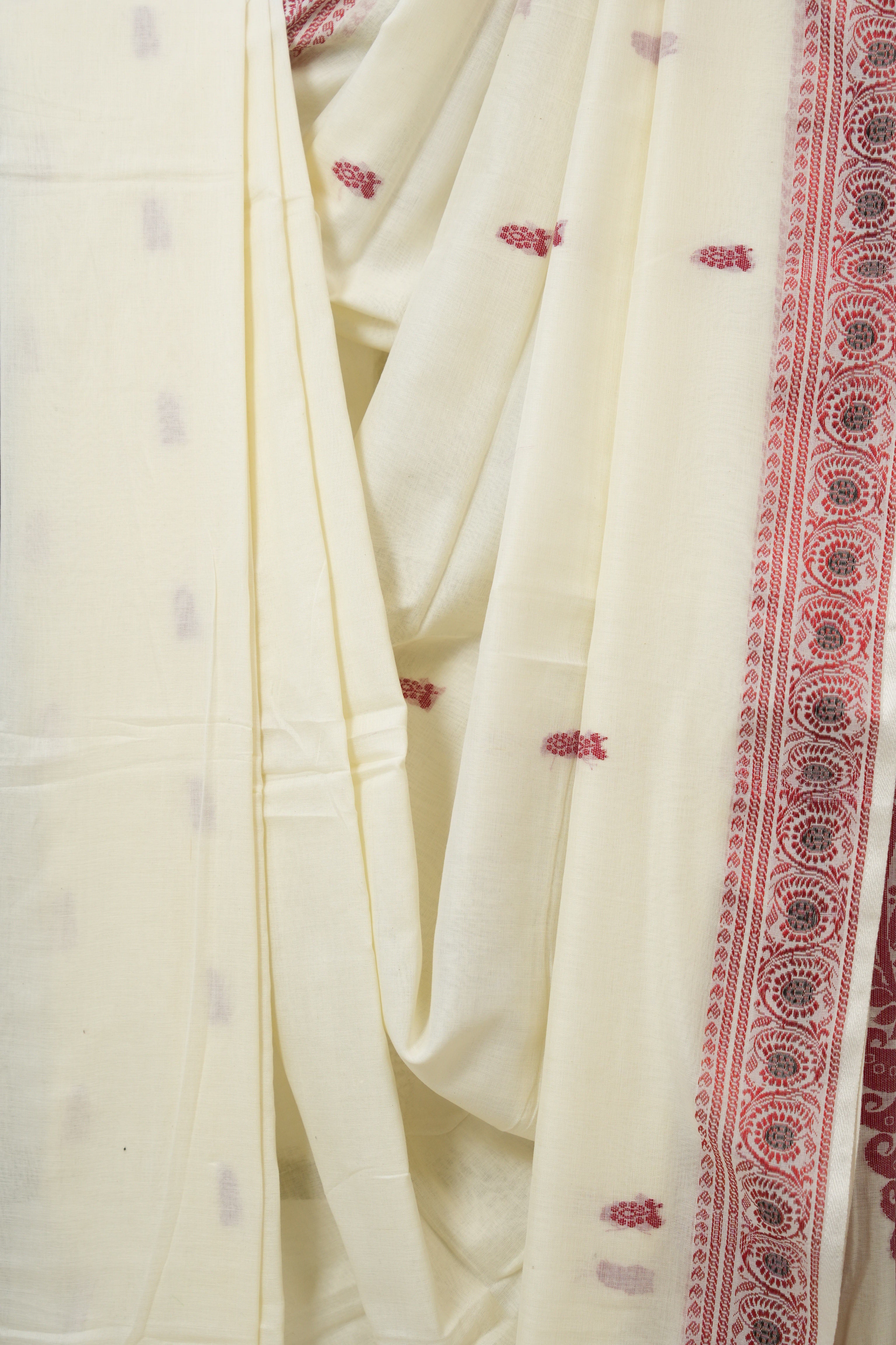 Cream Bengal Khadi Cotton Saree - SRCBKCS165