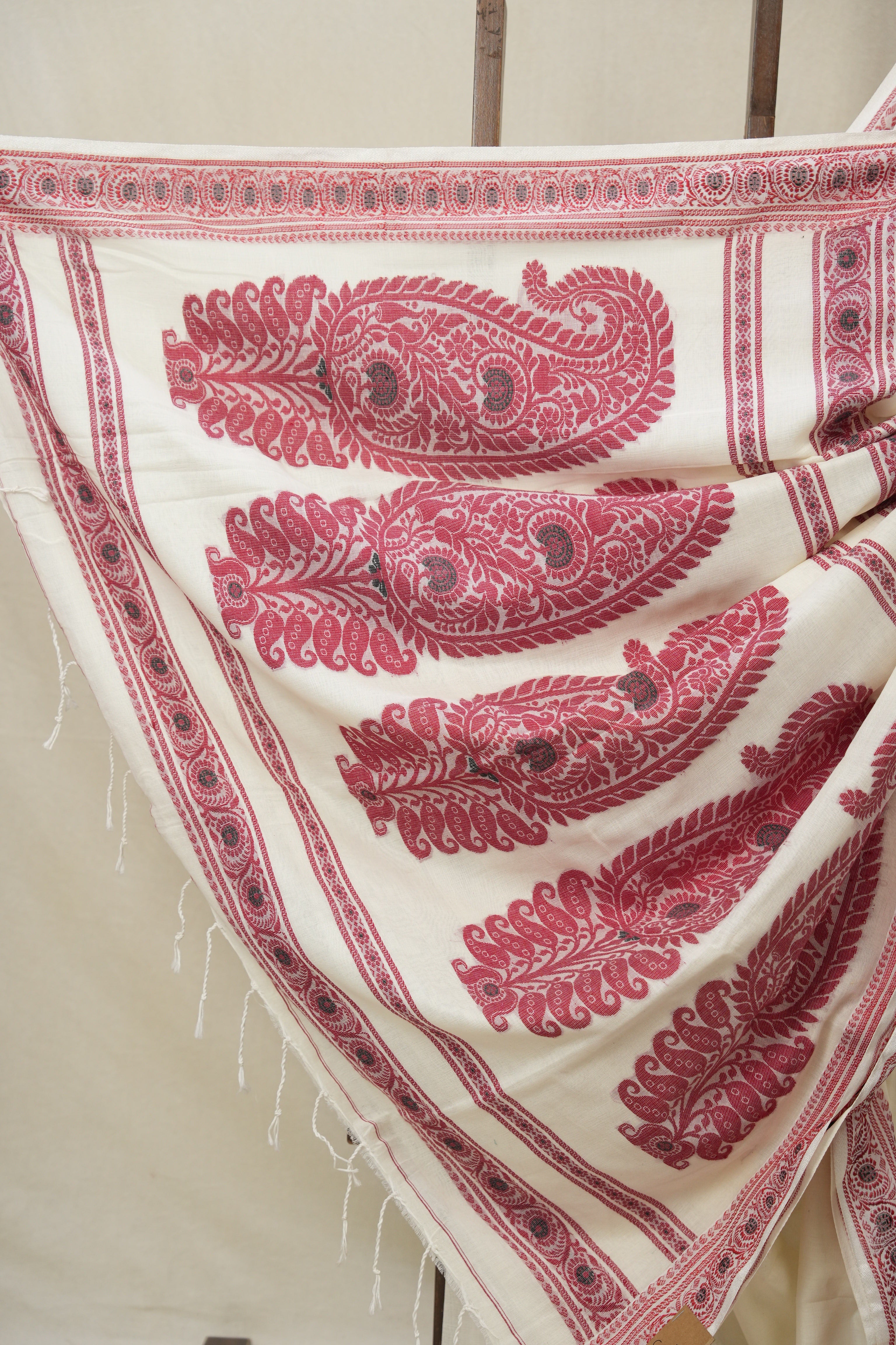 Cream Bengal Khadi Cotton Saree - SRCBKCS165