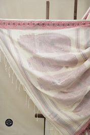 Cream Bengal Khadi Cotton Saree - SRCBKCS165
