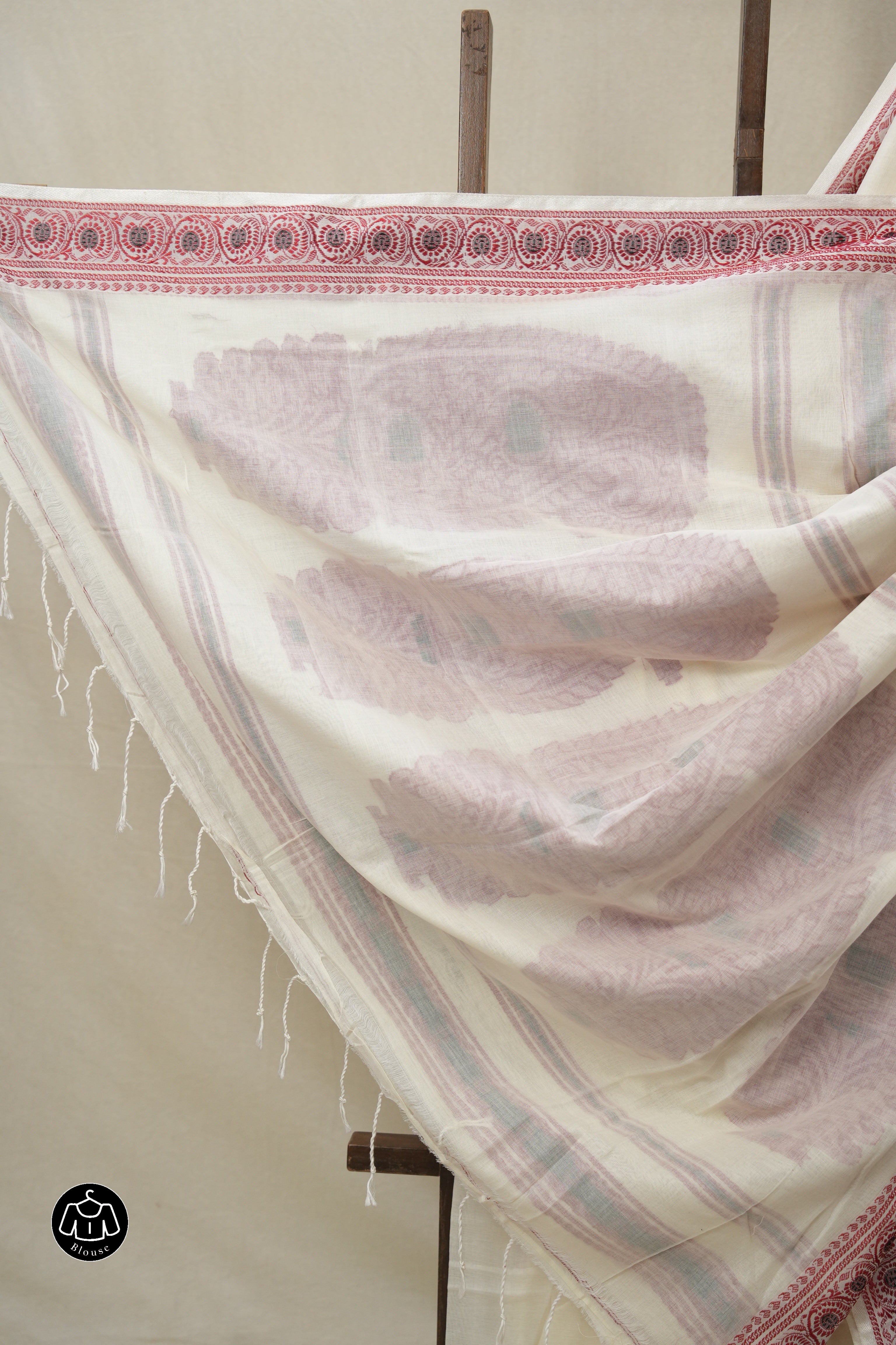 Cream Bengal Khadi Cotton Saree - SRCBKCS165