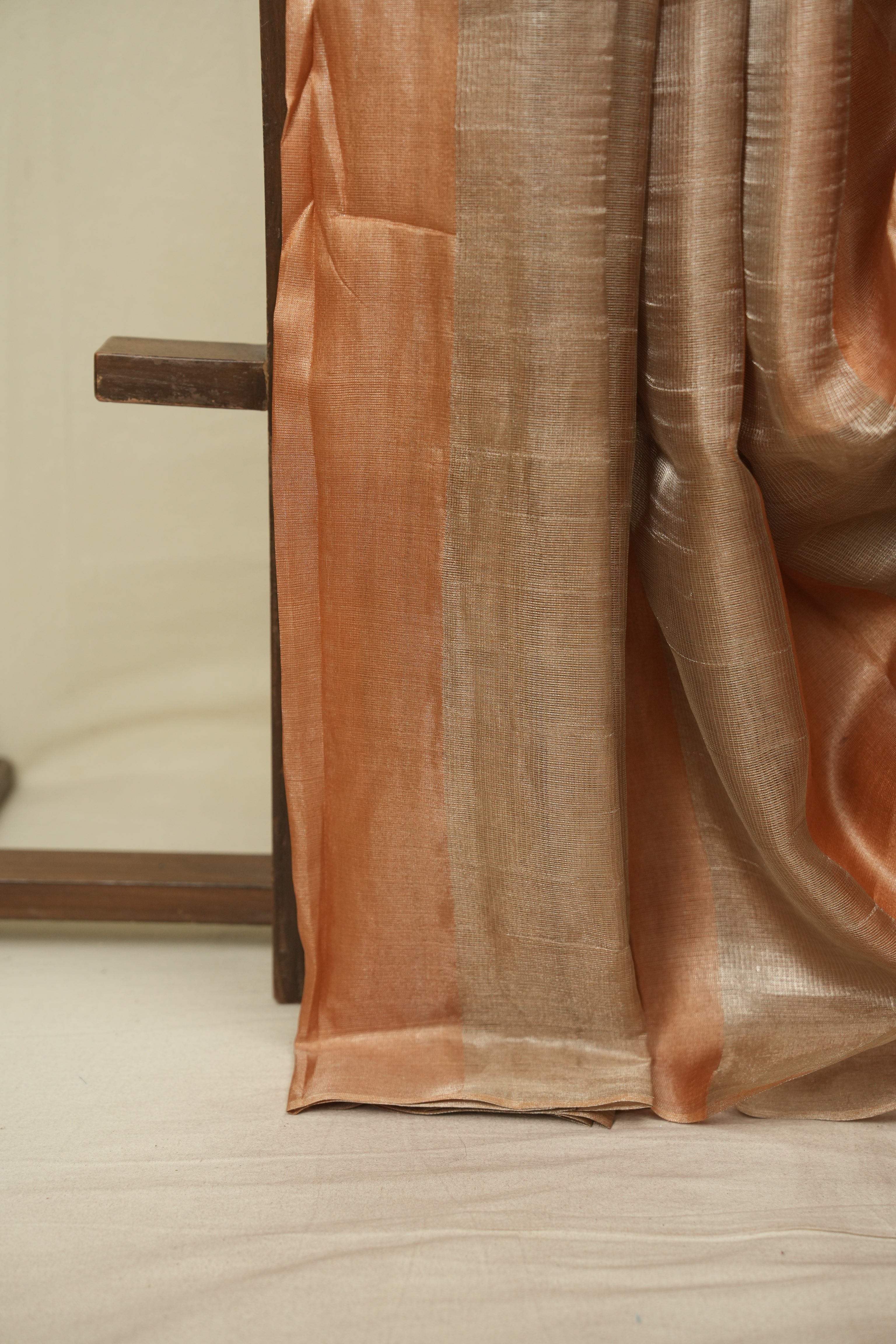 Orange Tissue Tussar Silk Saree - SROTTSS610