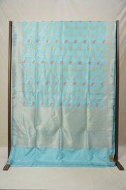 Aqua Banarasi Silk Saree - Saavari - SSABSS73