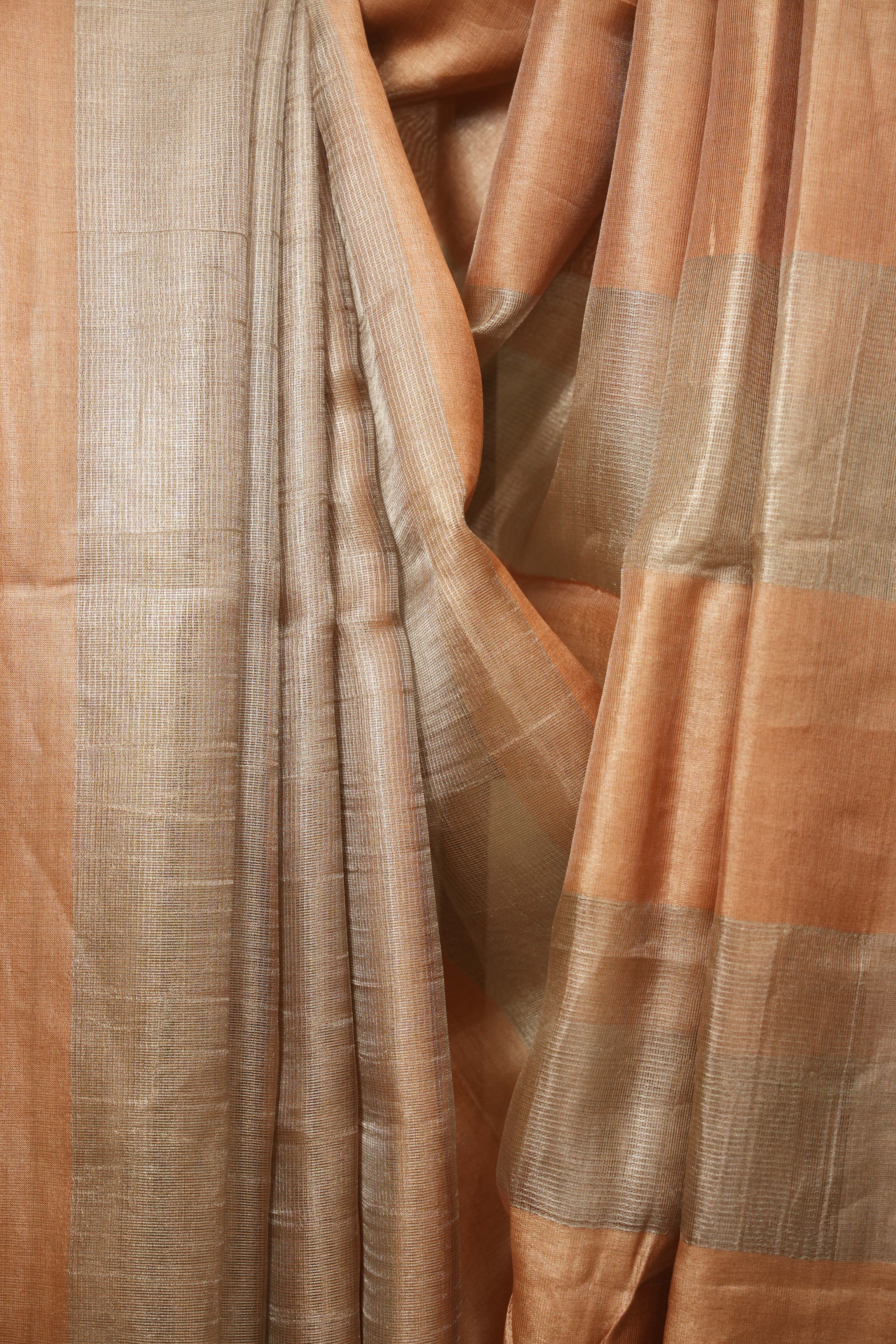 Orange Tissue Tussar Silk Saree - SROTTSS610