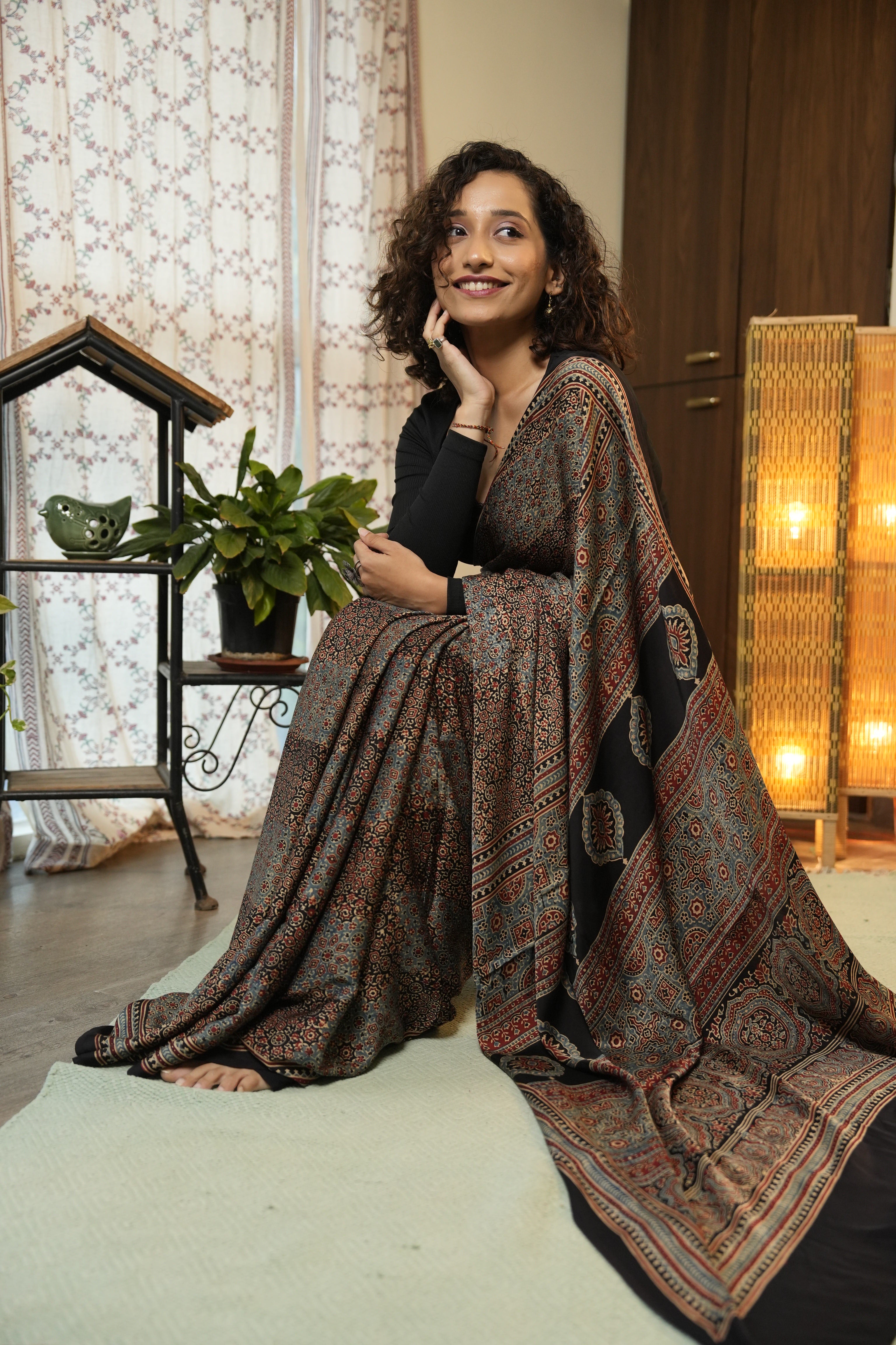 Black HBP Modal Silk Saree - SRBMSS599