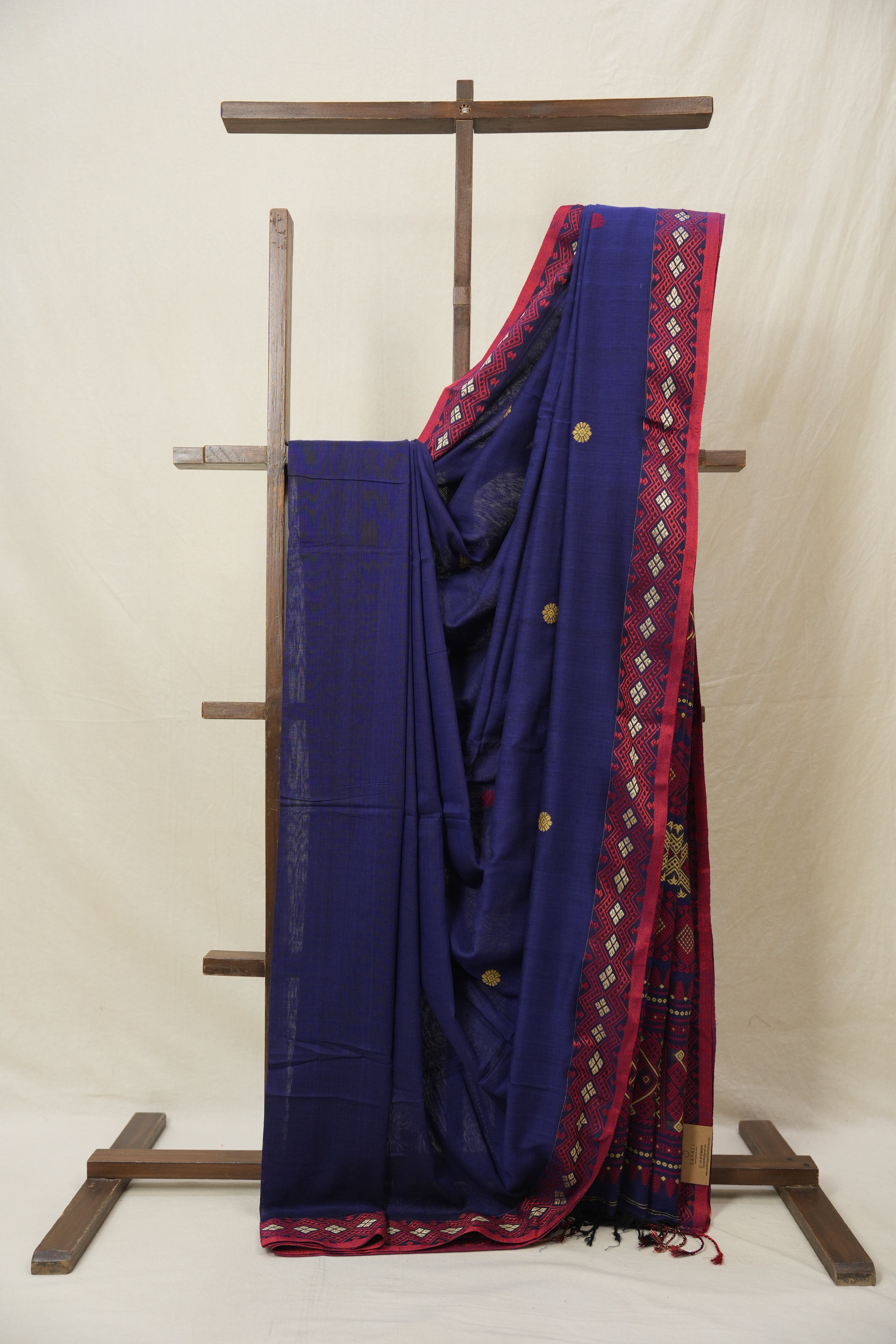 Blue Bengal Khadi Cotton Saree - SRBBKCS166