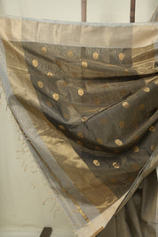 Grey Maheshwari Tissue Saree - SRGMTS749