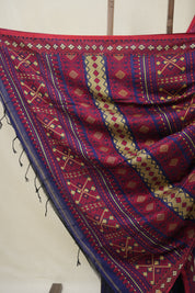 Blue Bengal Khadi Cotton Saree - SRBBKCS166