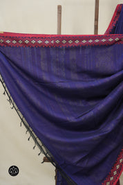Blue Bengal Khadi Cotton Saree - SRBBKCS166