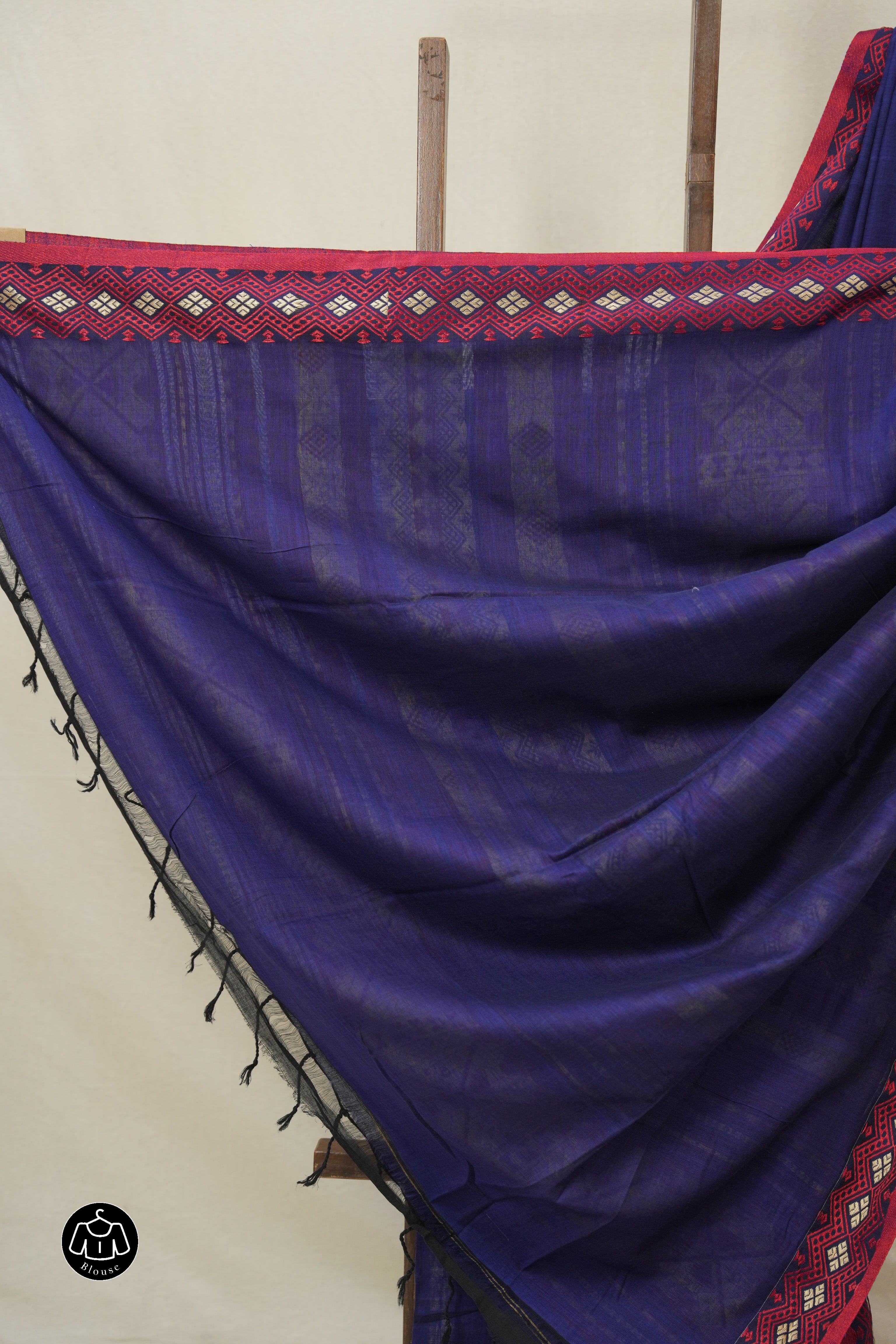 Blue Bengal Khadi Cotton Saree - SRBBKCS166
