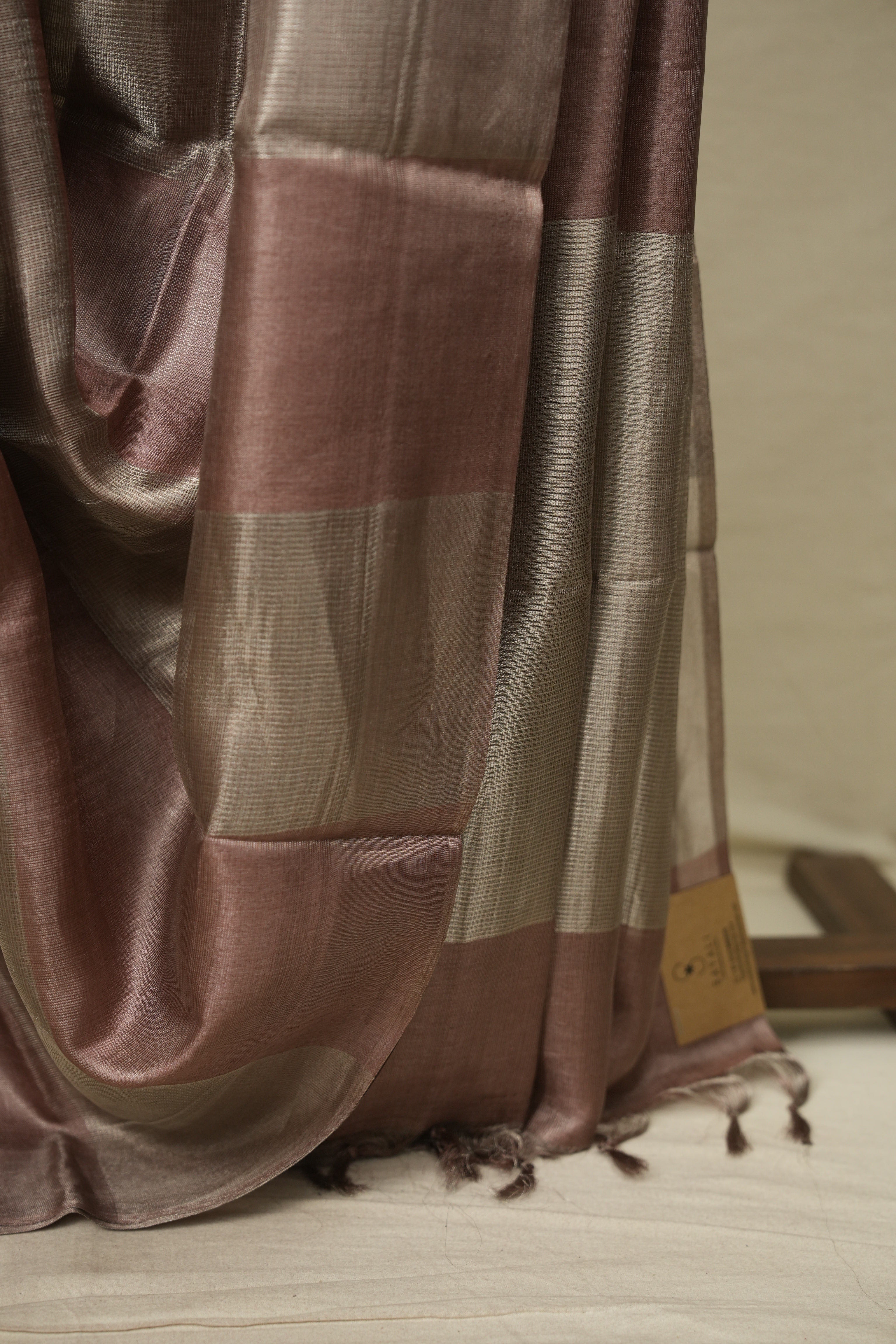 Dusty Pink Tissue Tussar Silk Saree - SRDPTTSS617