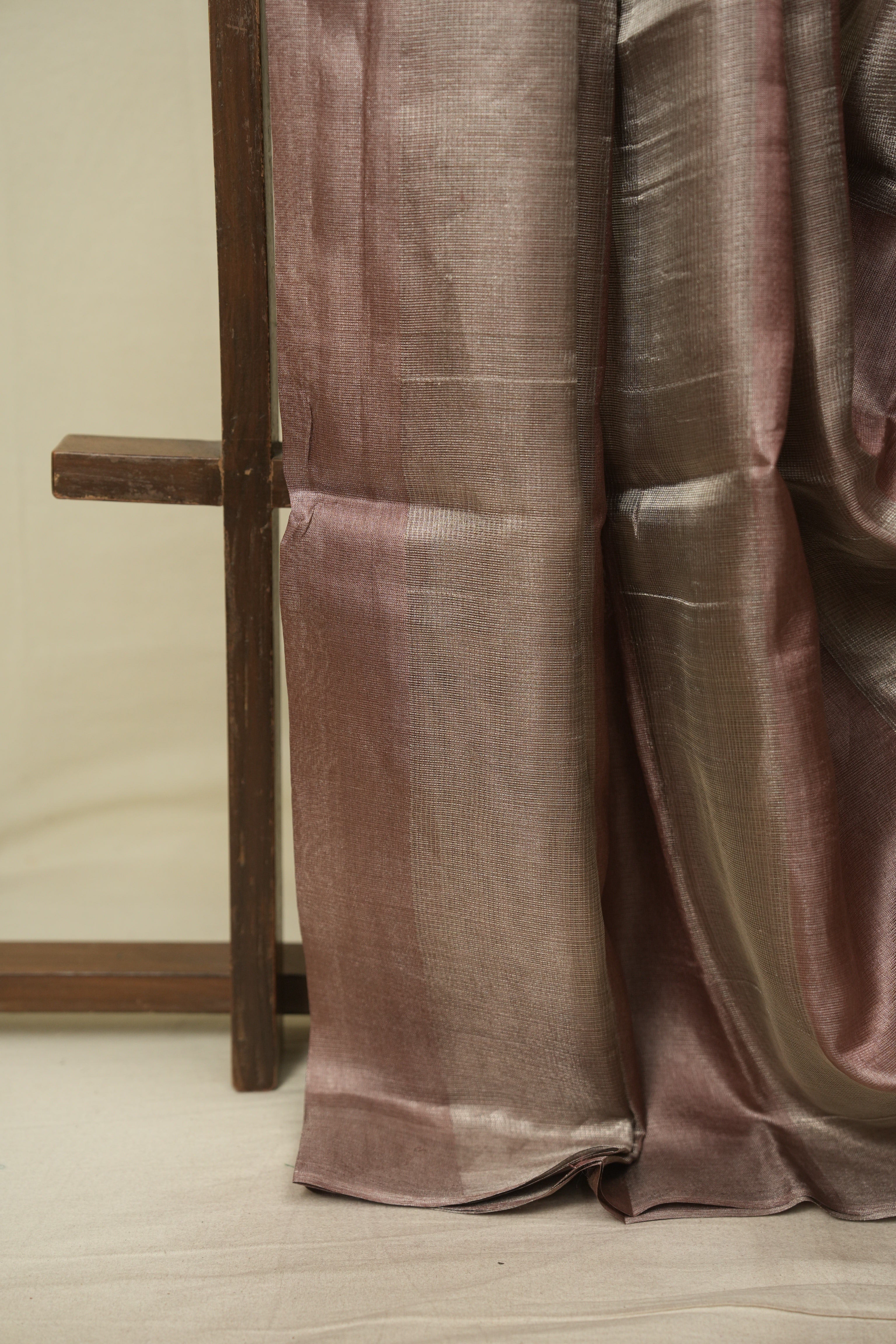 Dusty Pink Tissue Tussar Silk Saree - SRDPTTSS617