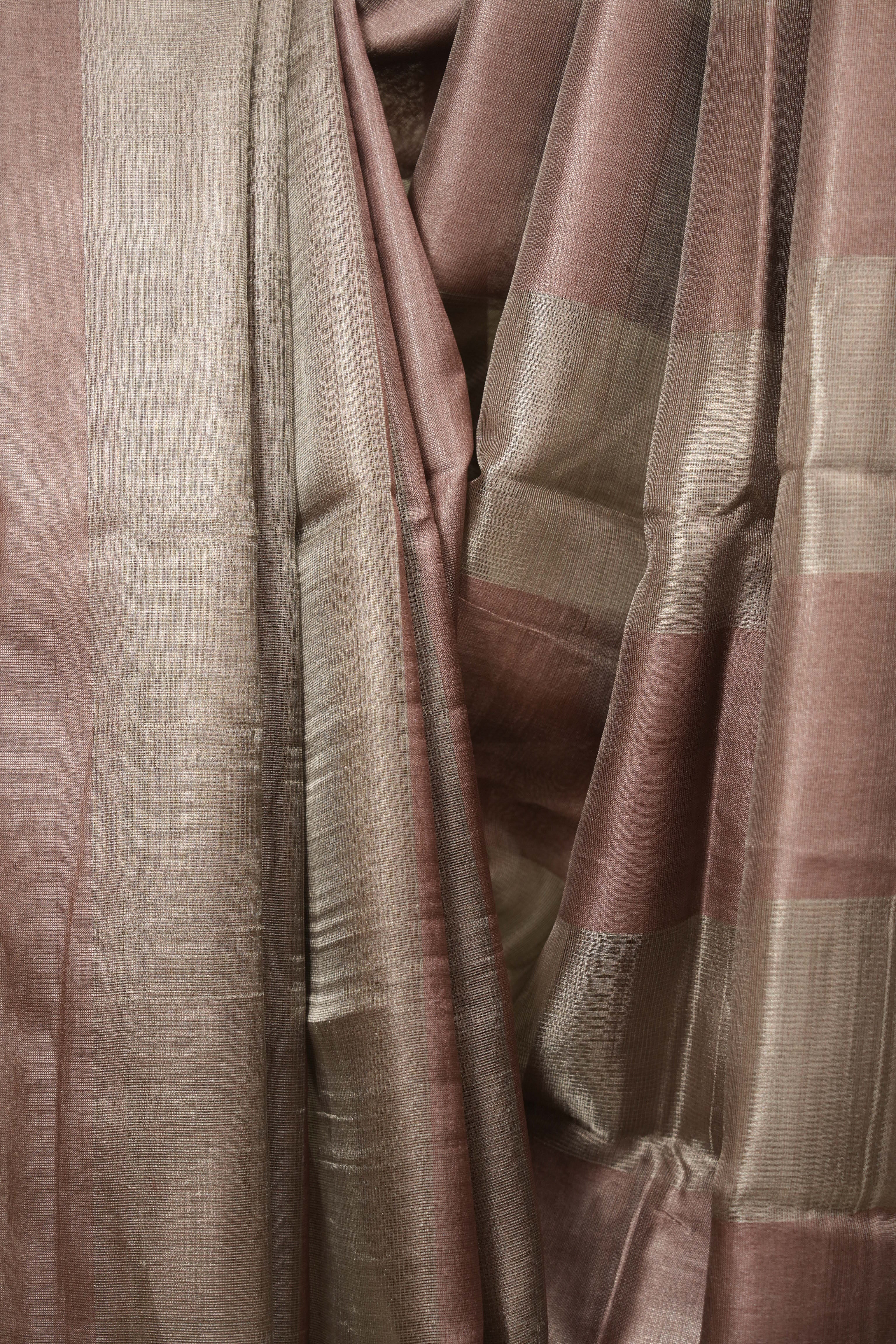 Dusty Pink Tissue Tussar Silk Saree - SRDPTTSS617
