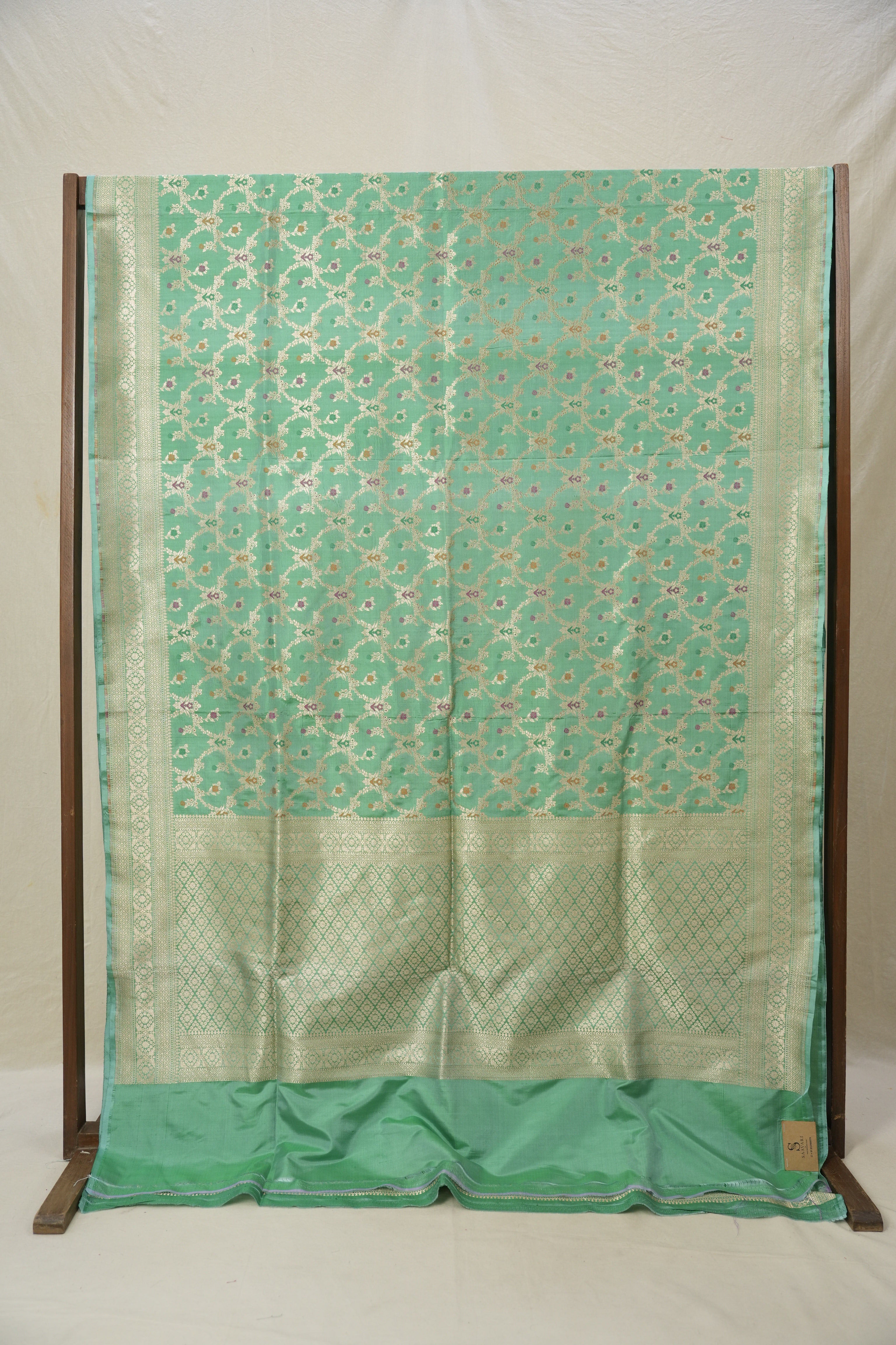 Mint Green Banarasi Silk Saree - Saavari - SSMGBSS67
