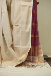 Cream Mahewari Tissue Saree - SRCMTS751