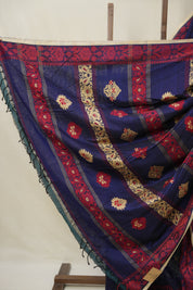 Navy Blue Bengal Khadi Cotton Saree - SRNBBKCS168