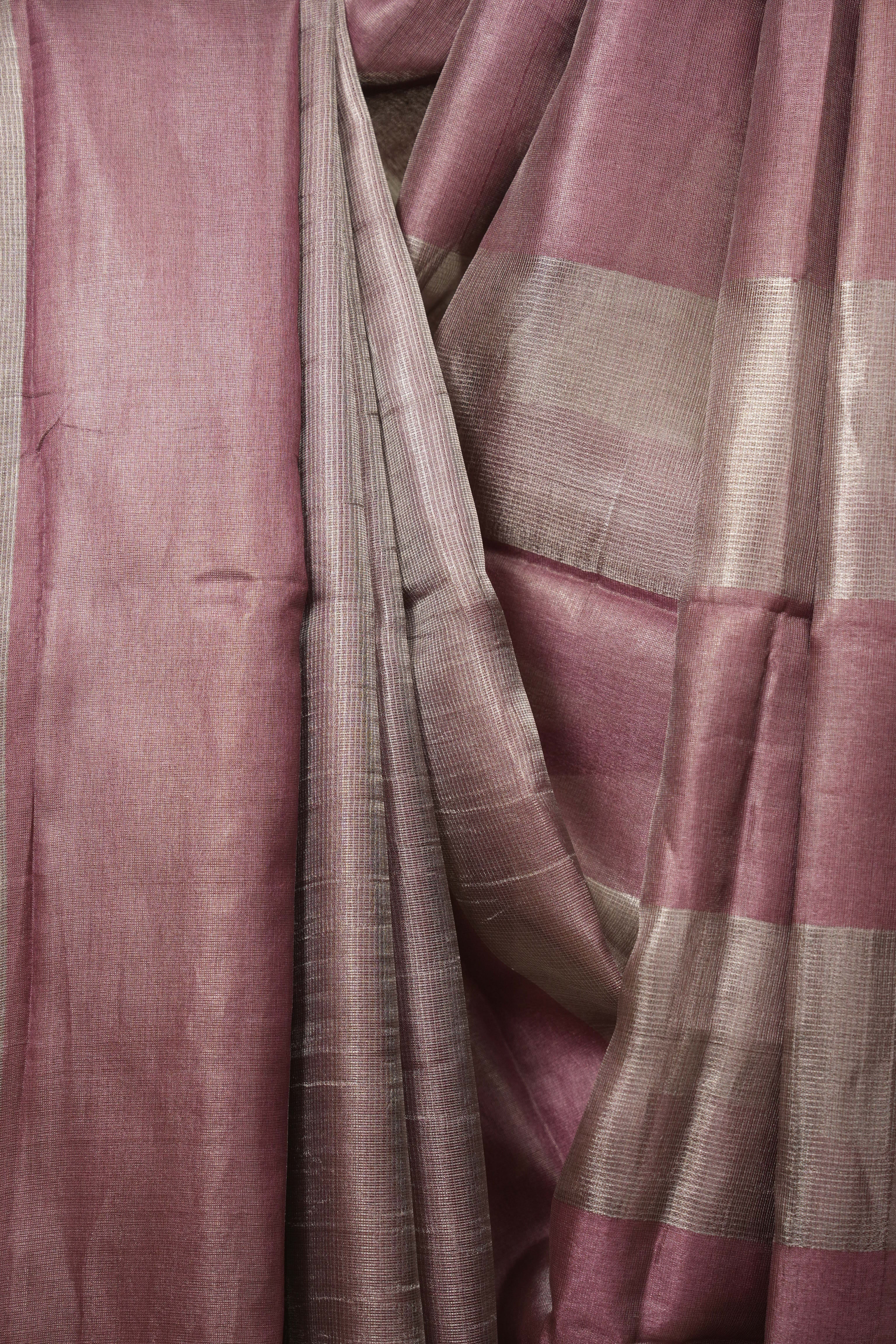 Onion Pink Tissue Tussar Silk Saree - SROPTTSS616