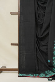 Black Bengal Khadi Cotton Saree - SRBBKCS169